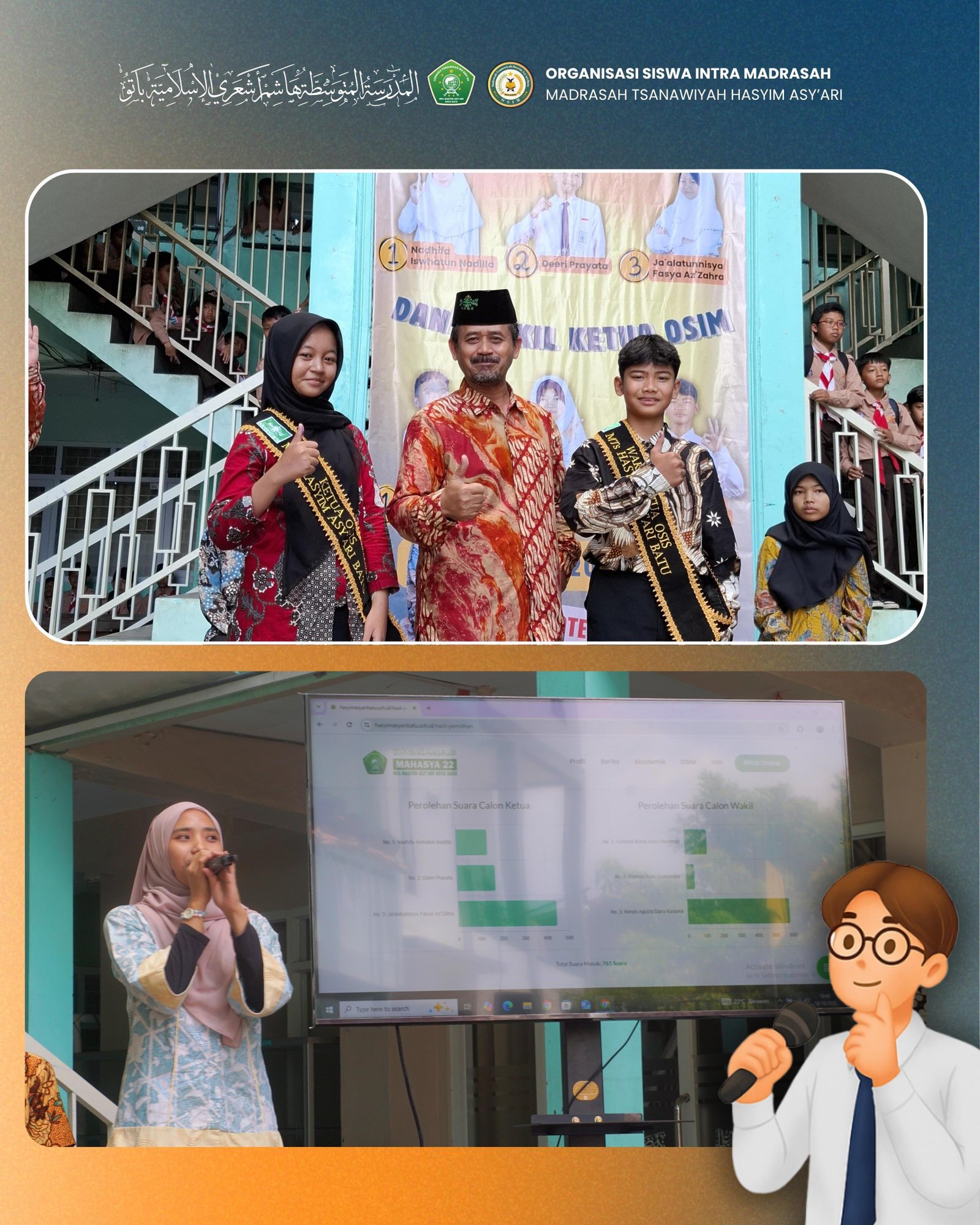 Pemilihan Ketua dan Wakil Ketua OSIM MTs Hasyim Asy’ari Batu Berlangsung Meriah dan Tertib