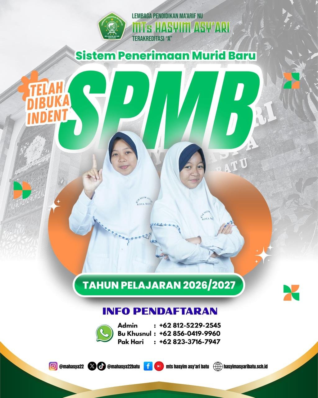 📣 SPMB MTs Hasyim Asy'ari Kota Batu telah Dibuka: Amankan Kursi Putra/Putri Anda Sekarang Melalui JALUR INDENT!
