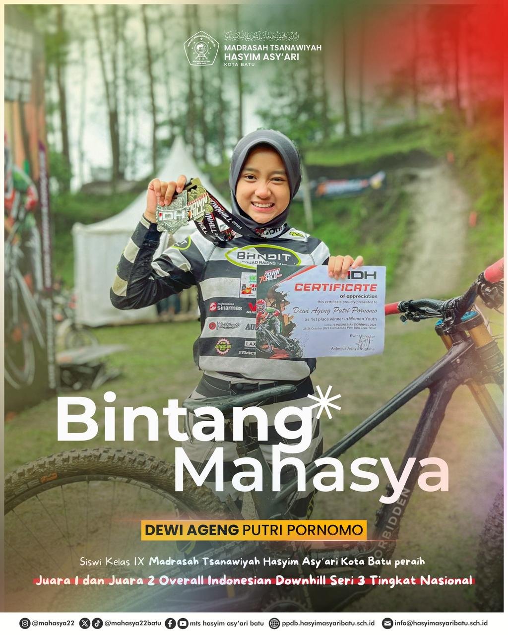 Raihan Emas di Trek Menantang, Dewi Ageng Ukir Prestasi di Kancah Downhill Nasional